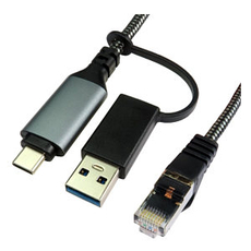 5m USB C to Ethernet Cable, USB C and USB3 A to RJ45